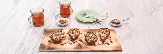 Grilled Cinnamon Maple Pear With Candied Pecans